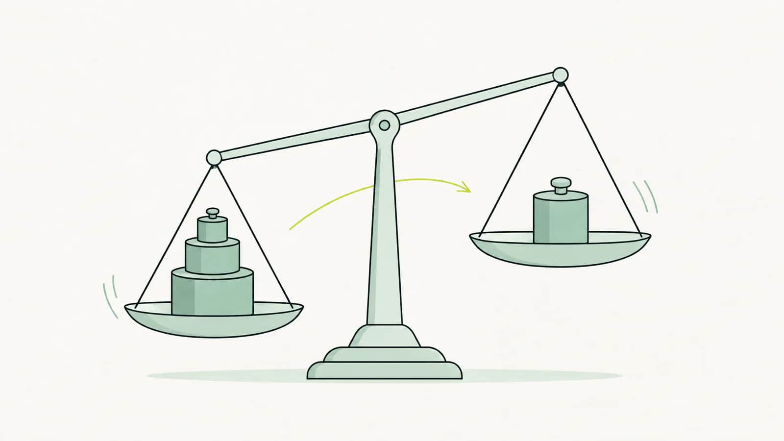 Illustration: Eine Balkenwaage, auf der Gewichte von einer Schale in die andere verschoben werden