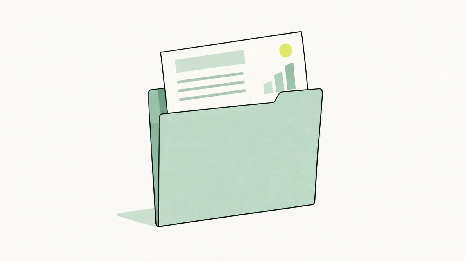 Illustration: Ein Steuerordner, aus dem ein einzelnes Blatt mit einer Aufstellung herausragt
