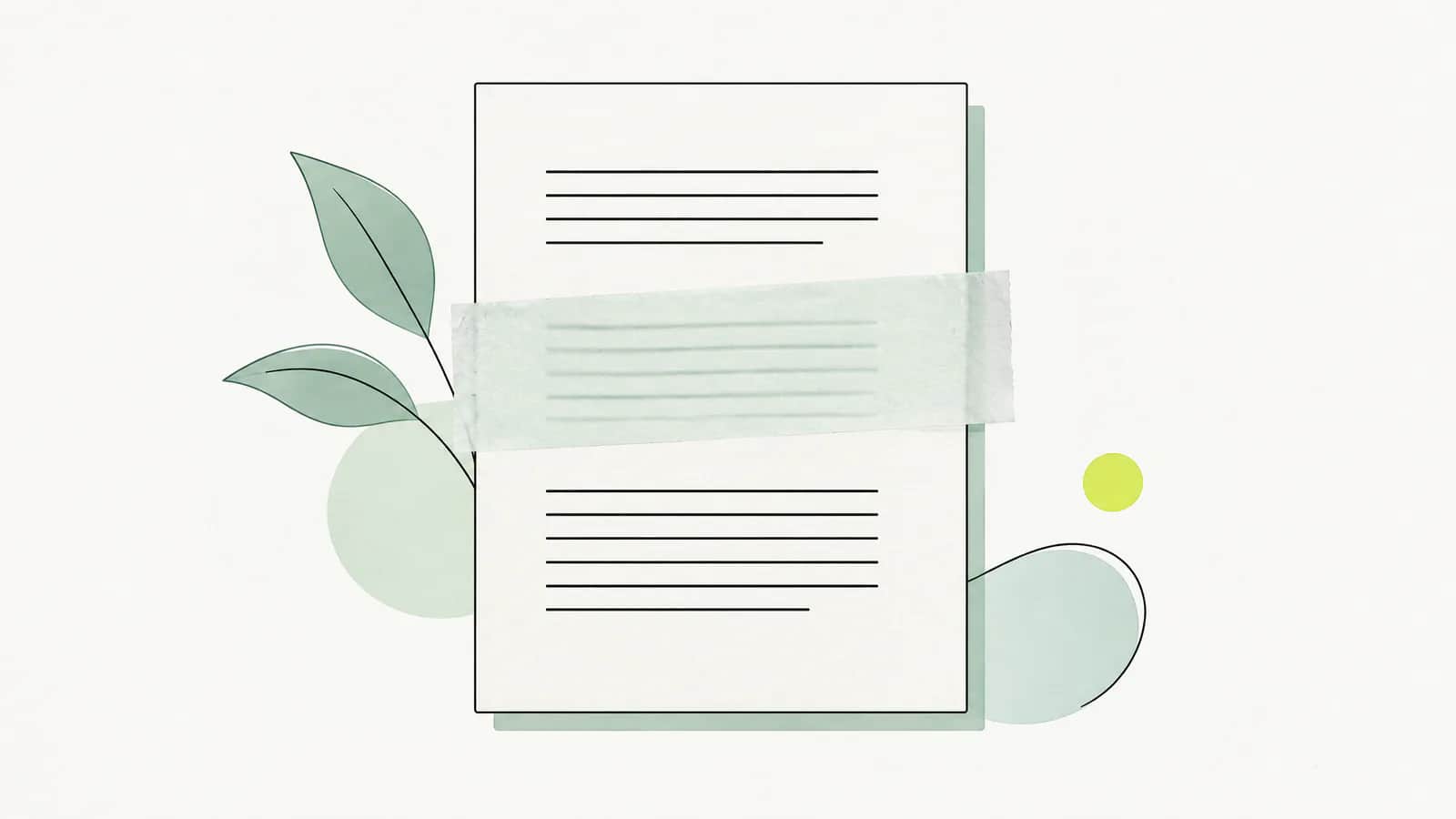 Illustration: Vertragsdokument, bei dem ein Absatz mit einem durchscheinenden Papierstreifen abgedeckt ist