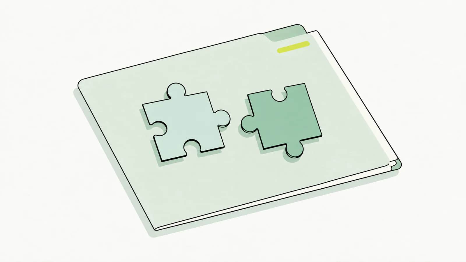 Illustration: Zwei Puzzleteile, die nicht zusammenpassen, liegen auf einer Mappe für den Spitaleintritt