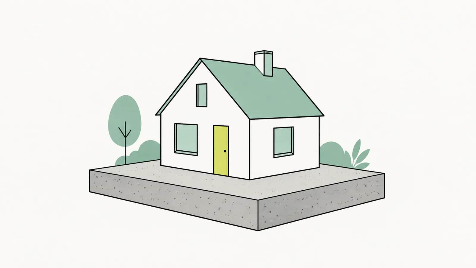 Illustration: Solide Steinplatte als Fundament, auf der ein kleines Hausmodell steht