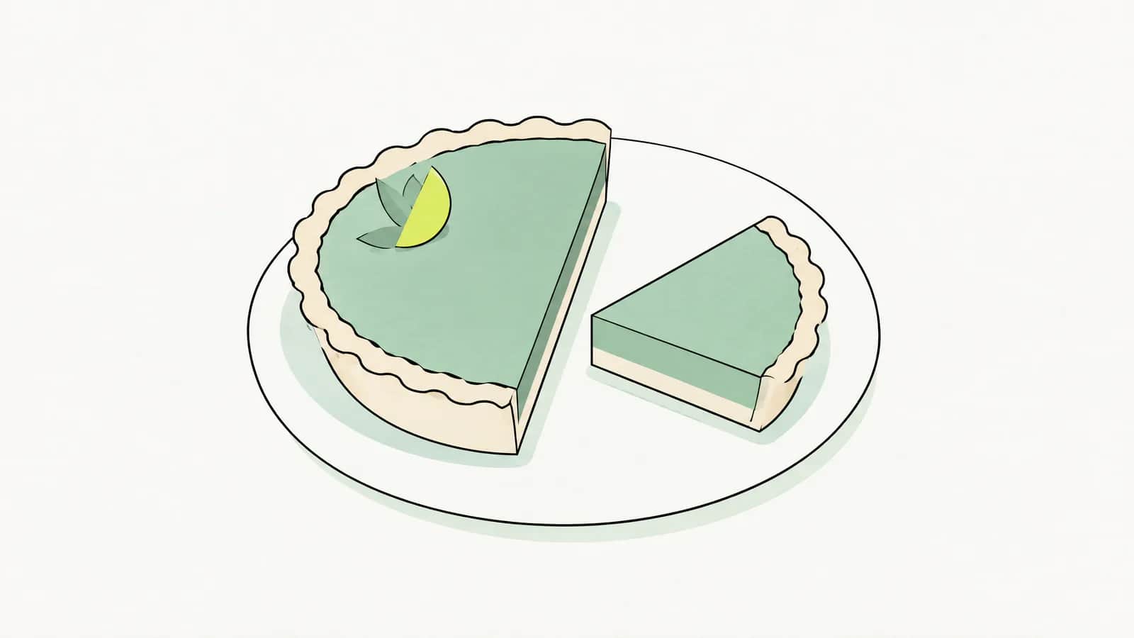 Illustration: Ein Kuchen aus zwei unterschiedlich grossen Stücken liegt auf einem Teller