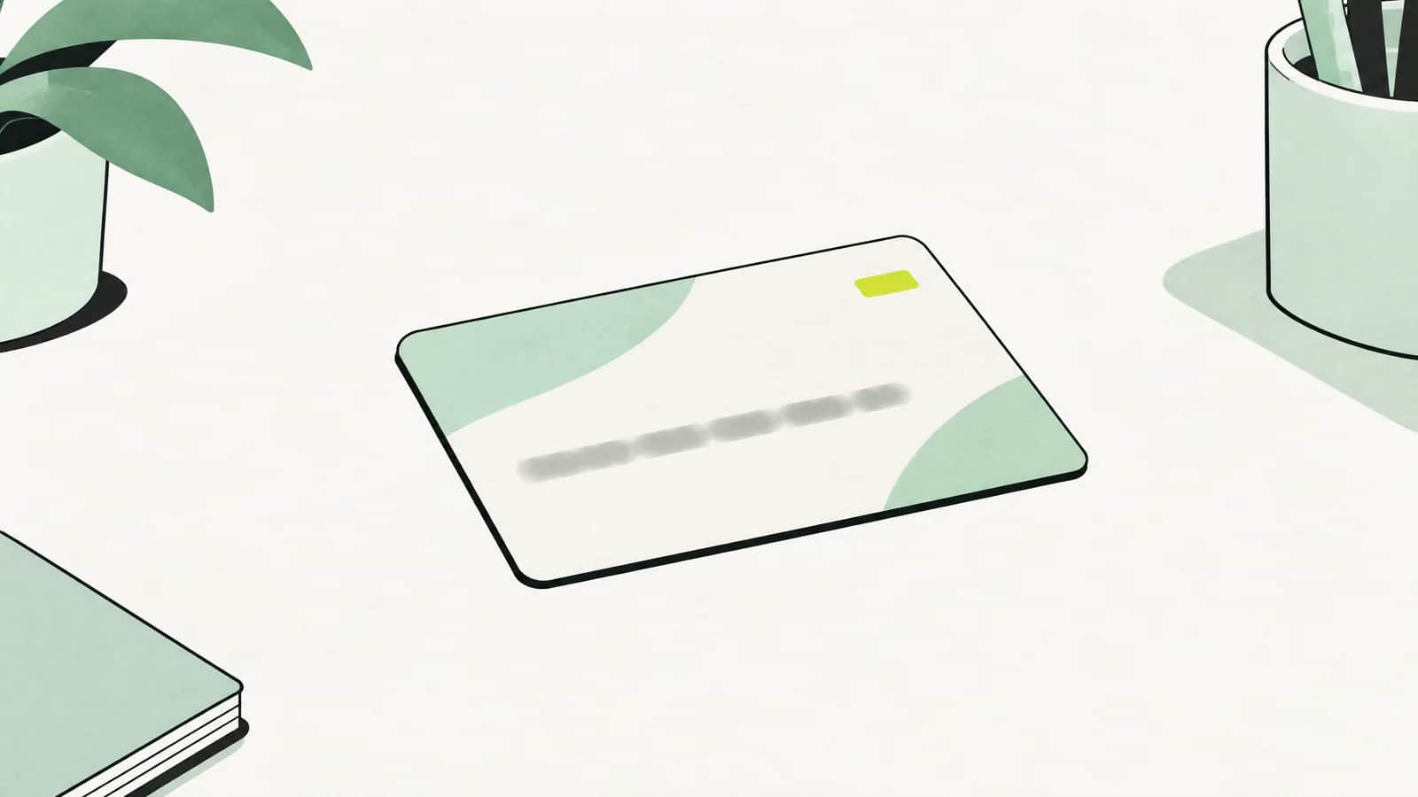 Illustration: Kunststoffkarte auf einem Schreibtisch, der Nummernstreifen ist unscharf und nicht lesbar