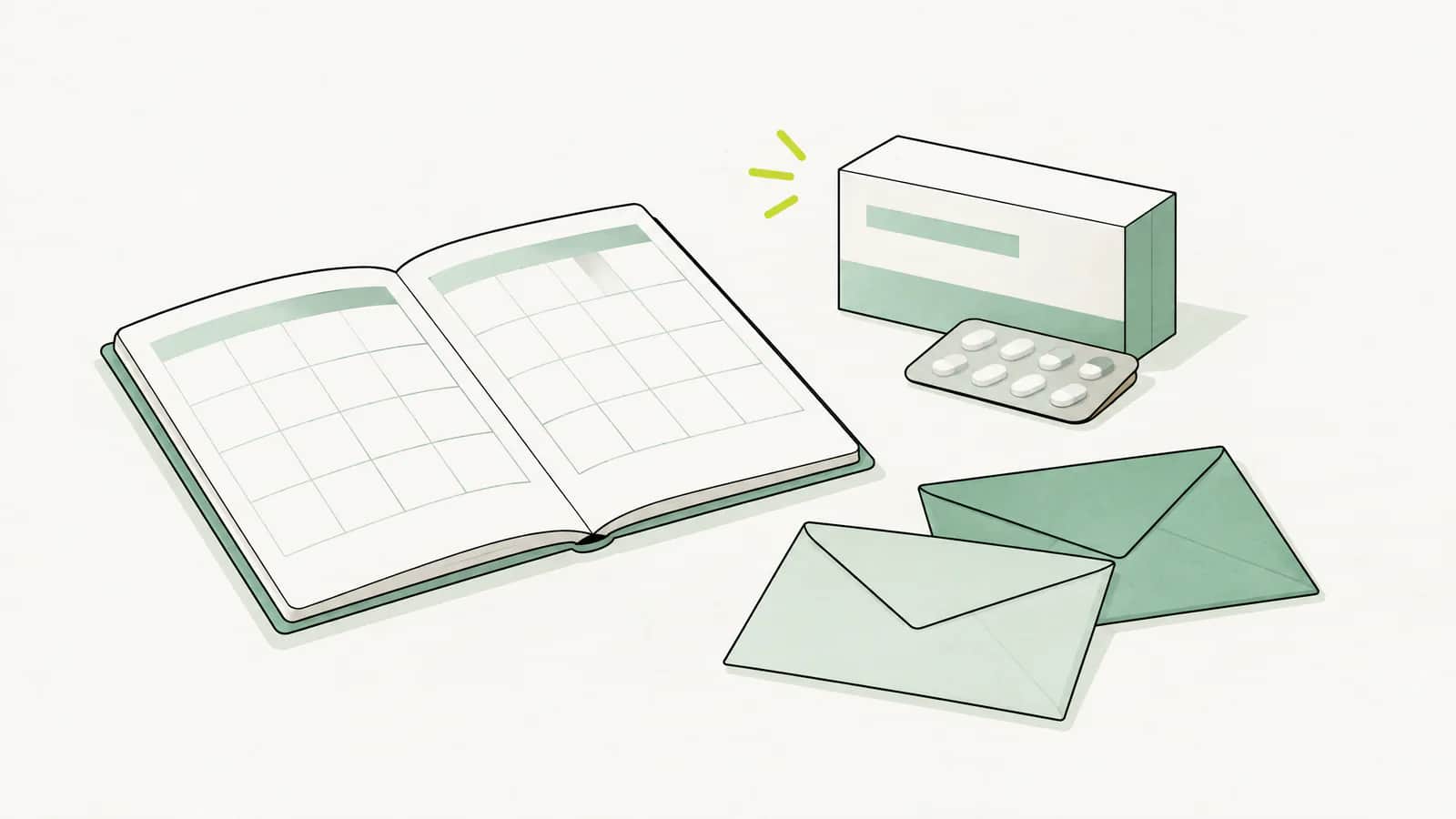 Illustration: Ein Staffelstab wird über einen Tisch zwischen zwei Aktenordnern weitergereicht, daneben ein Kalenderblatt
